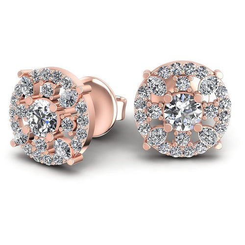 Round and Marquise Diamonds 1.40CT Designer Studs Earring in 18KT Yellow Gold