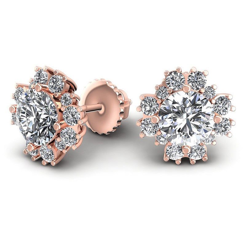 Round Diamonds 1.80CT Designer Studs Earring in 18KT Yellow Gold