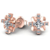 Princess and Round Diamonds 1.00CT Designer Studs Earring in 18KT Yellow Gold
