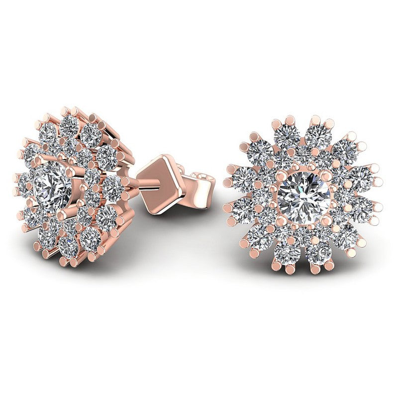 Round Diamonds 0.95CT Designer Studs Earring in 18KT Yellow Gold