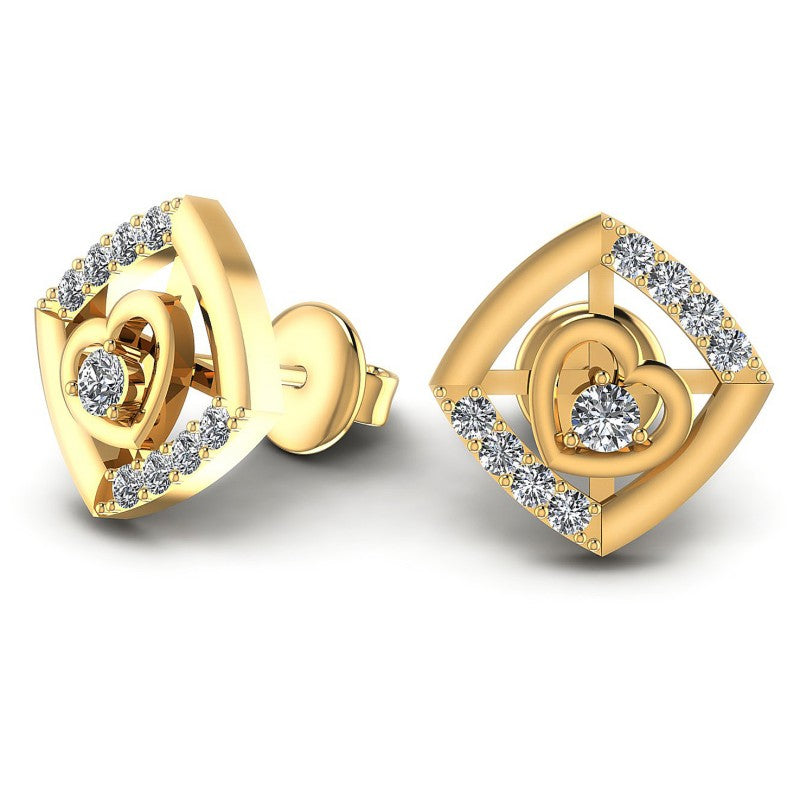 Round Diamonds 0.50CT Heart Earring in 14KT Yellow Gold