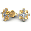 Princess and Round Diamonds 1.00CT Designer Studs Earring in 14KT Yellow Gold