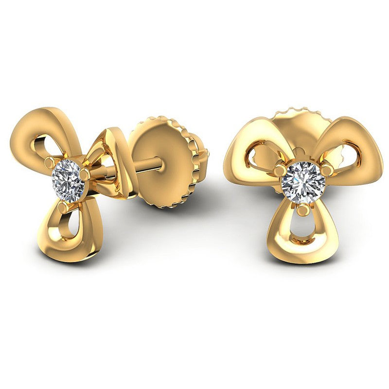 Round Diamonds 0.25CT Designer Studs Earring in 14KT Yellow Gold