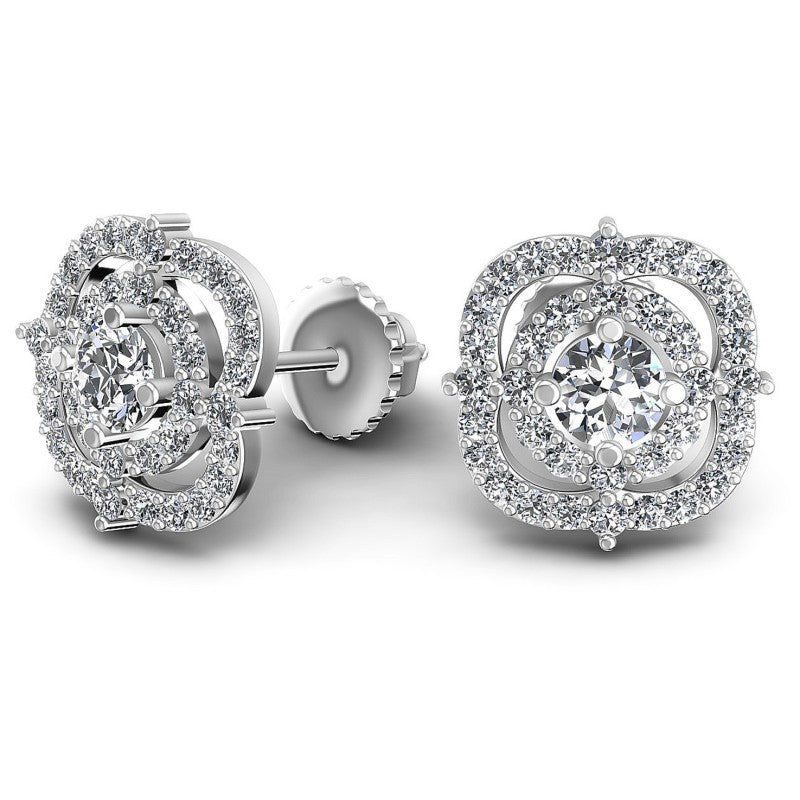 Round Diamonds 0.95CT Designer Studs Earring in 14KT Yellow Gold