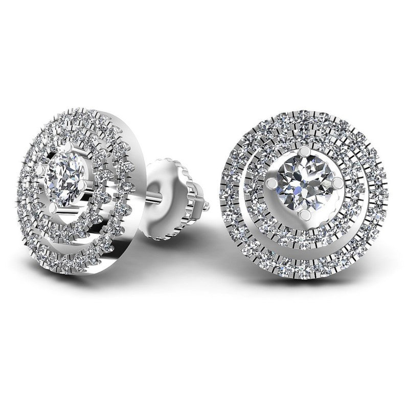 Round Diamonds 1.15CT Designer Studs Earring in 14KT Yellow Gold