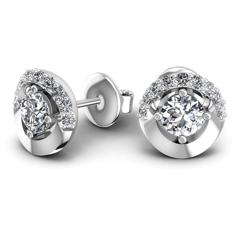 Round Diamonds 0.45CT Designer Studs Earring in 14KT Yellow Gold