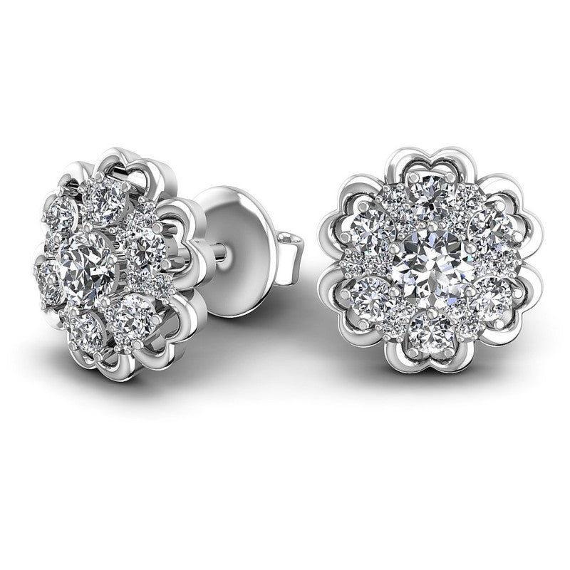 Round Diamonds 0.85CT Designer Studs Earring in 14KT Yellow Gold