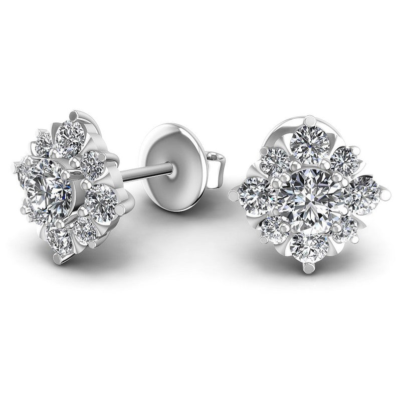 Round Diamonds 0.85CT Designer Studs Earring in 14KT Yellow Gold