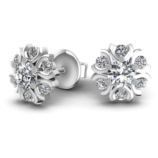 Round Diamonds 0.55CT Designer Studs Earring in 14KT Yellow Gold