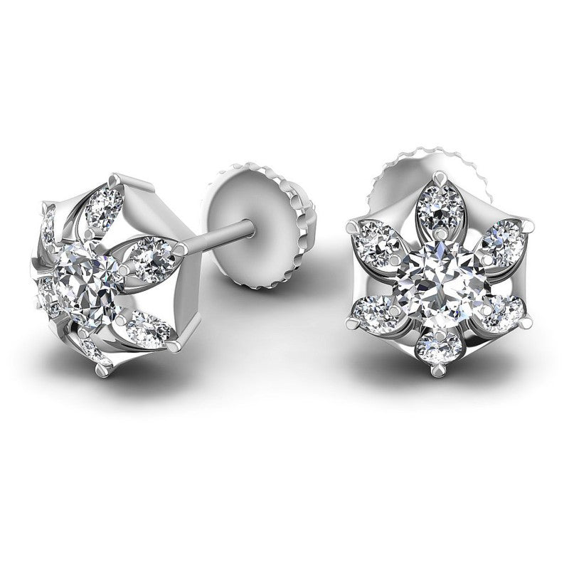 Round Diamonds 1.20CT Designer Studs Earring in 14KT Yellow Gold