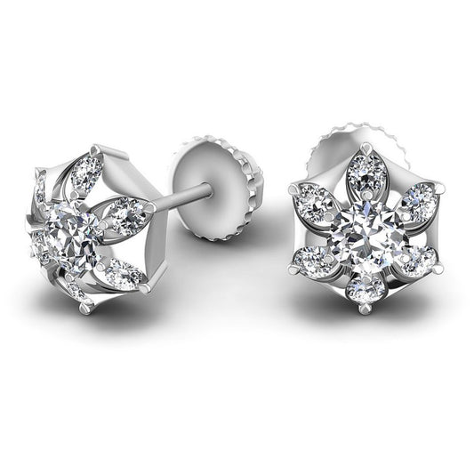 Round Diamonds 1.20CT Designer Studs Earring in 14KT Yellow Gold