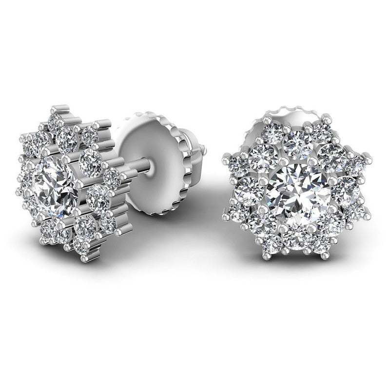 Round Diamonds 0.85CT Designer Studs Earring in 14KT Yellow Gold