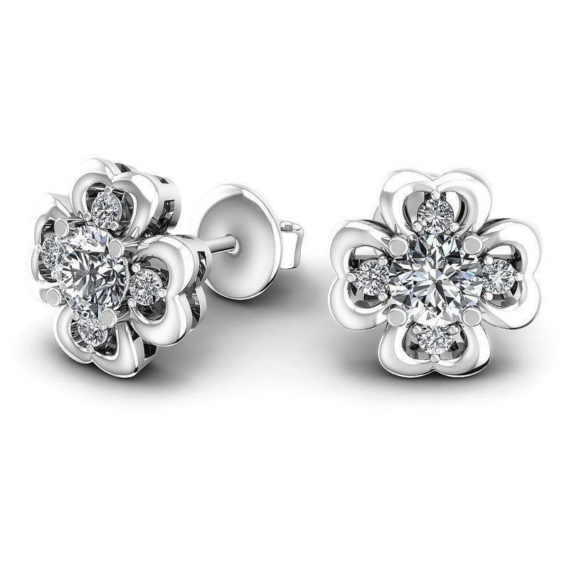 Round Diamonds 0.35CT Designer Studs Earring in 14KT Yellow Gold