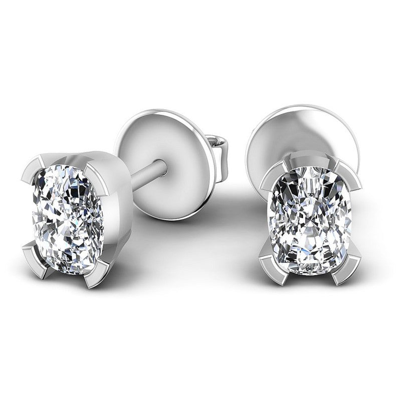 Cushion Diamonds 1.00CT Stud Earrings in 14KT Yellow Gold