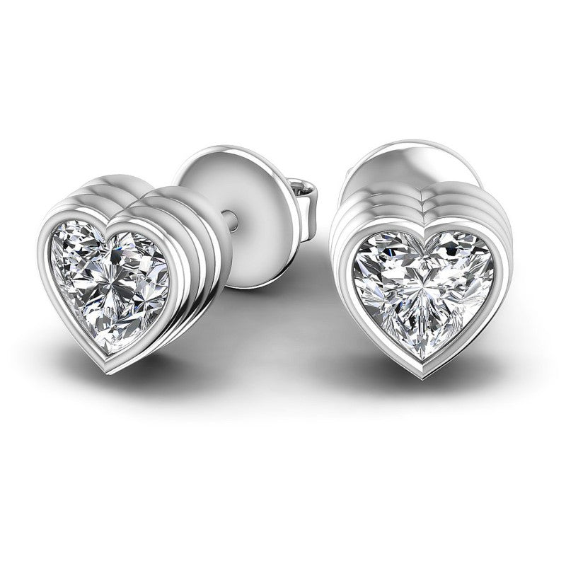 Heart Diamonds 1.00CT Stud Earrings in 14KT Yellow Gold