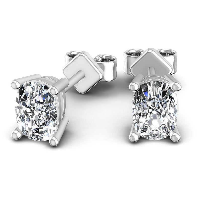 Cushion Diamonds 1.00CT Stud Earrings in 14KT Yellow Gold