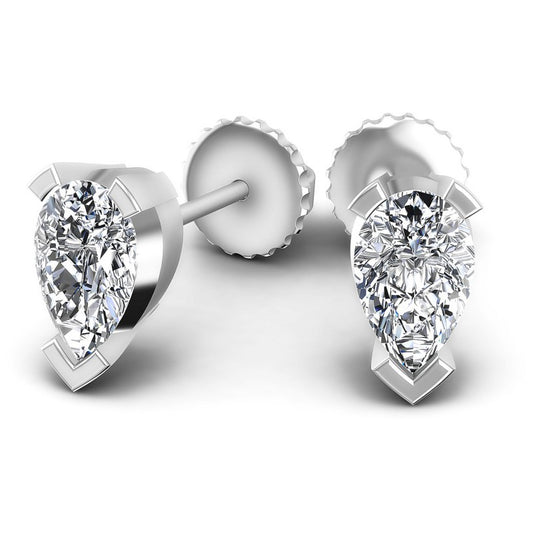 Pear Diamonds 1.00CT Stud Earrings in 14KT Yellow Gold