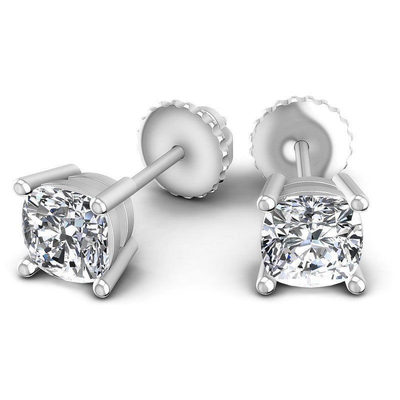 Cushion Diamonds 1.00CT Stud Earrings in 14KT Yellow Gold