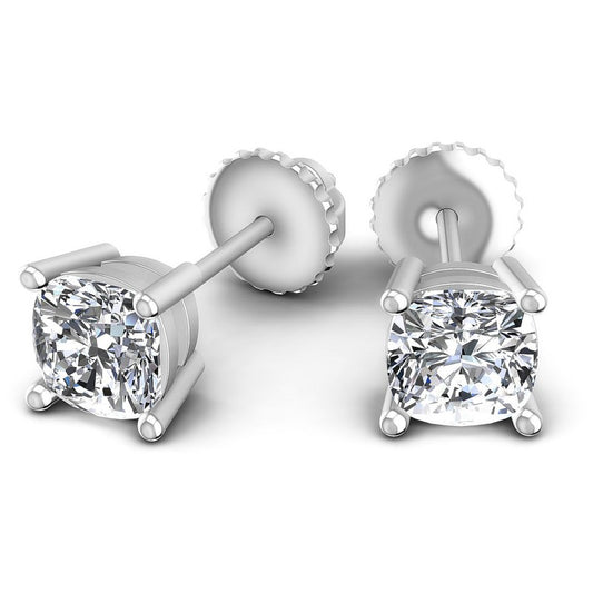 Cushion Diamonds 1.00CT Stud Earrings in 14KT Yellow Gold