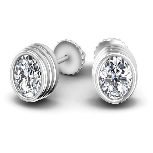 Oval Diamonds 1.00CT Stud Earrings in 14KT Yellow Gold