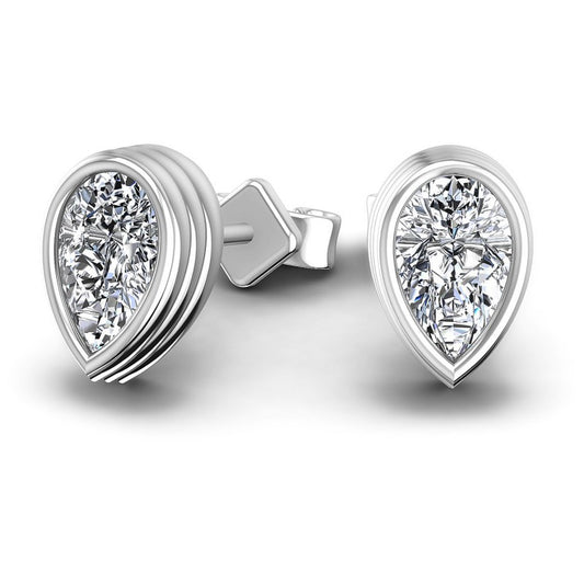 Pear Diamonds 1.00CT Stud Earrings in 14KT Yellow Gold