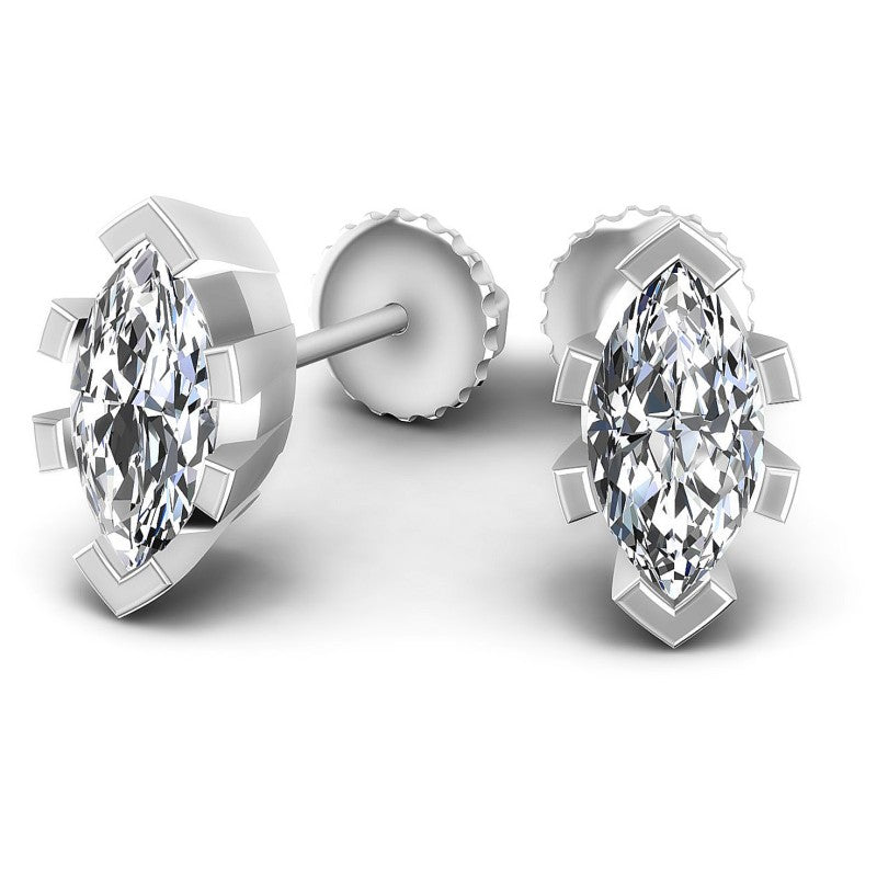 Marquise Diamonds 1.00CT Stud Earrings in 14KT Yellow Gold