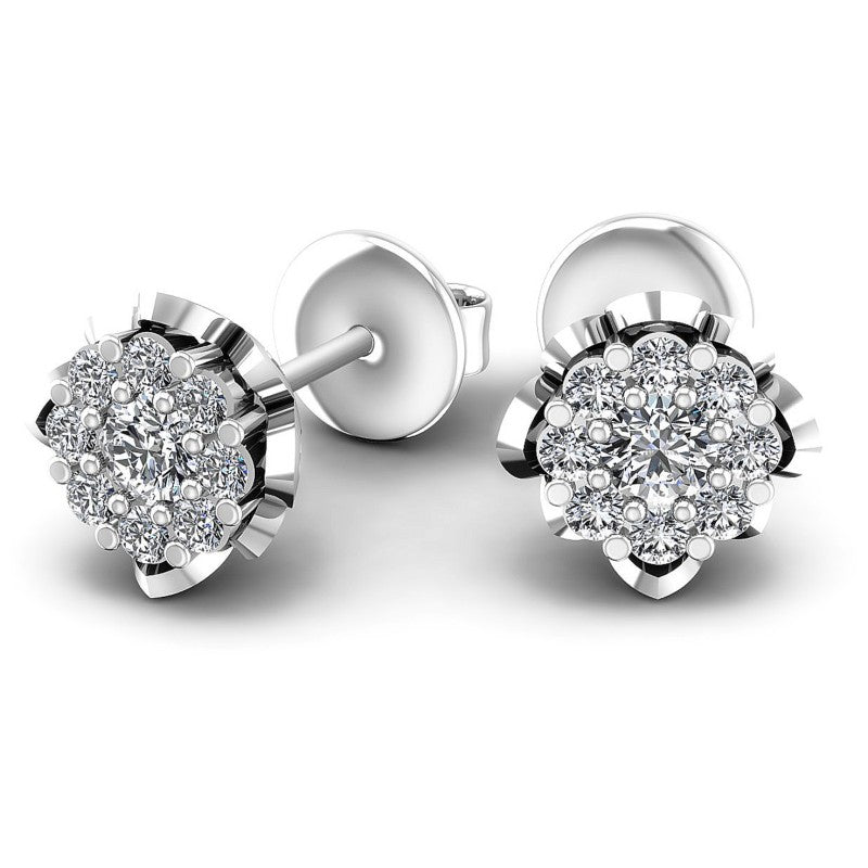 Round Diamonds 1.20CT Designer Studs Earring in 14KT Yellow Gold