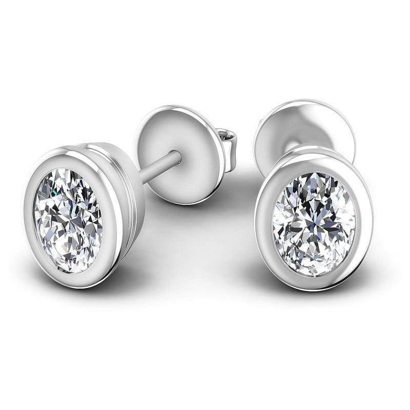 Oval Diamonds 1.00CT Stud Earrings in 14KT Yellow Gold