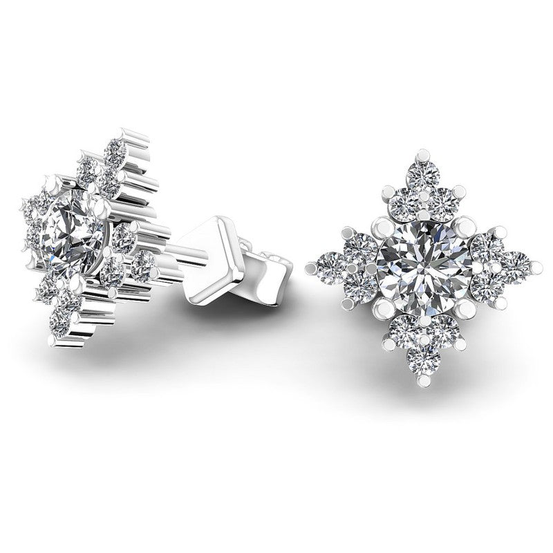 Round Diamonds 0.55CT Designer Studs Earring in 14KT Yellow Gold