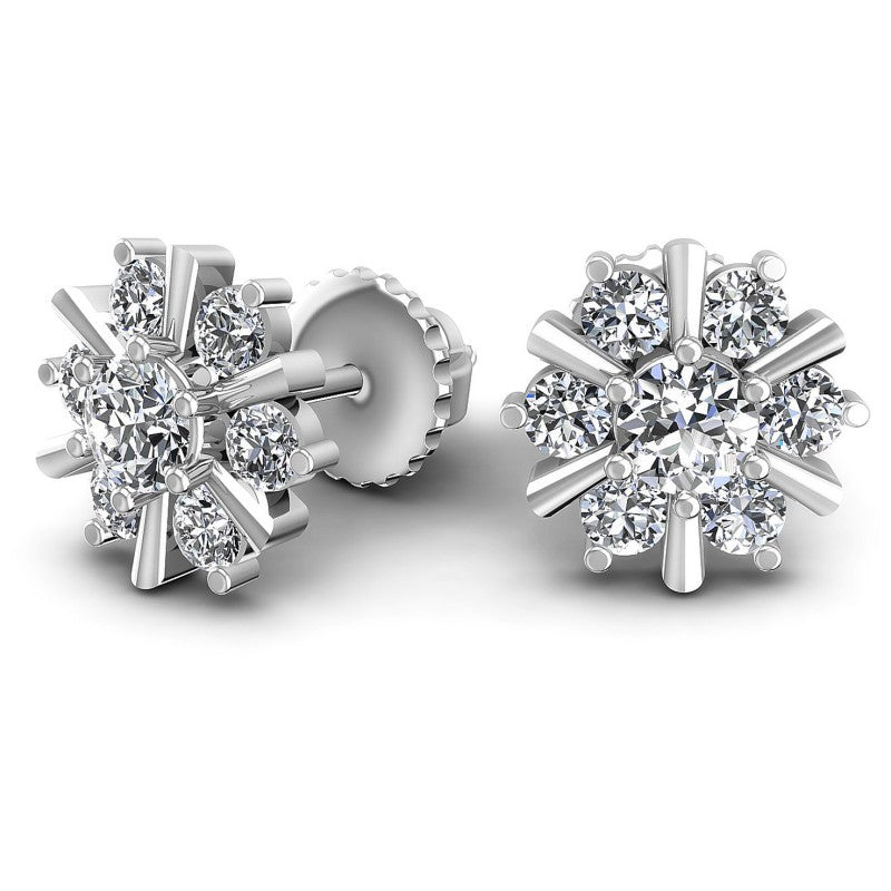 Round Diamonds 0.85CT Designer Studs Earring in 14KT Yellow Gold