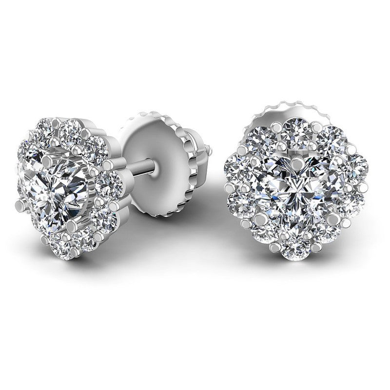 Round and Heart Diamonds 0.55CT Designer Studs Earring in 14KT Yellow Gold