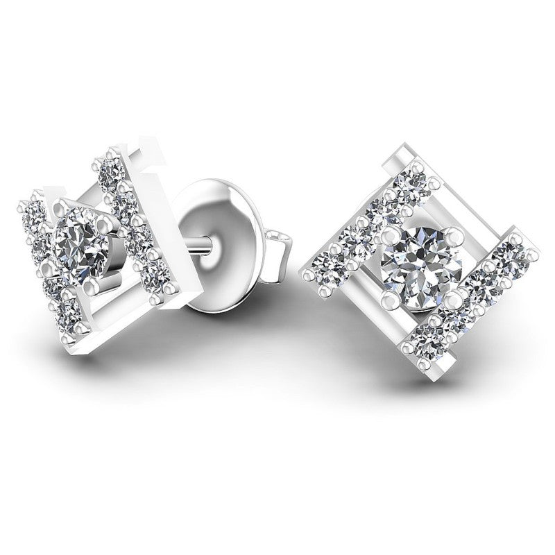 Round Diamonds 1.20CT Designer Studs Earring in 14KT Yellow Gold