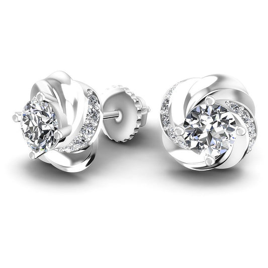 Round Diamonds 0.45CT Designer Studs Earring in 14KT Yellow Gold