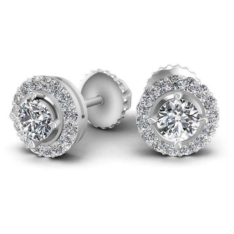 Round Diamonds 0.55CT Designer Studs Earring in 14KT Yellow Gold
