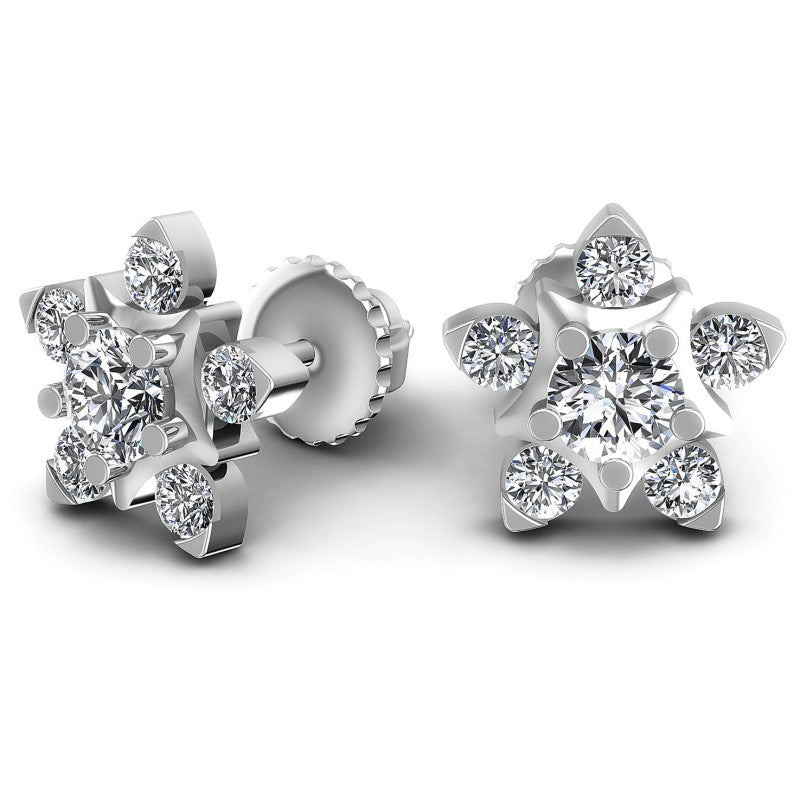 Round Diamonds 0.55CT Designer Studs Earring in 14KT Yellow Gold