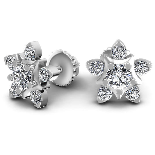 Round Diamonds 0.55CT Designer Studs Earring in 14KT Yellow Gold