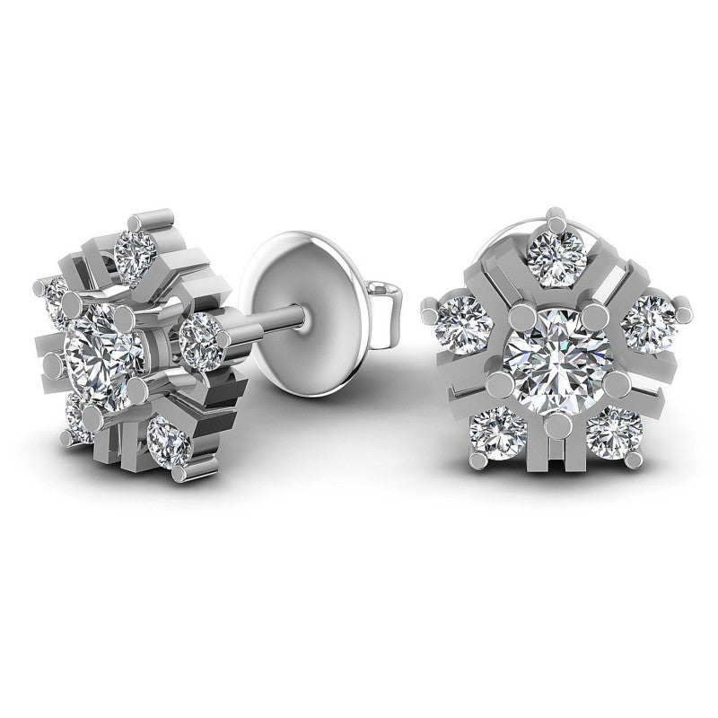Round Diamonds 0.55CT Designer Studs Earring in 14KT Yellow Gold