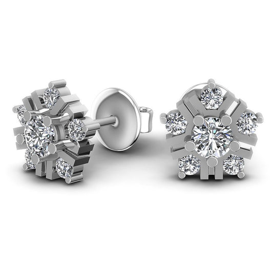 Round Diamonds 0.55CT Designer Studs Earring in 14KT Yellow Gold