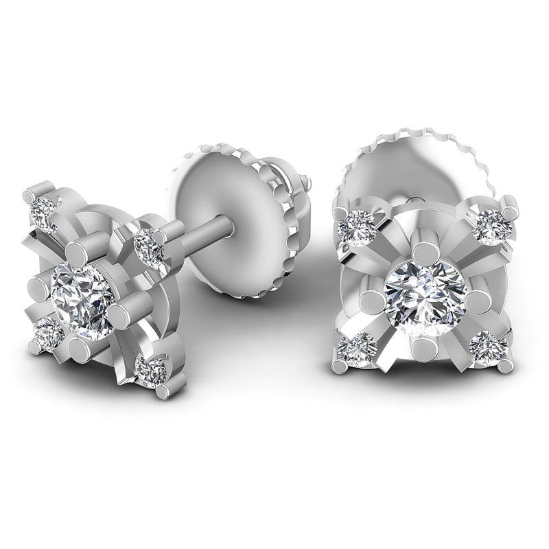 Round Diamonds 1.10CT Designer Studs Earring in 14KT Yellow Gold