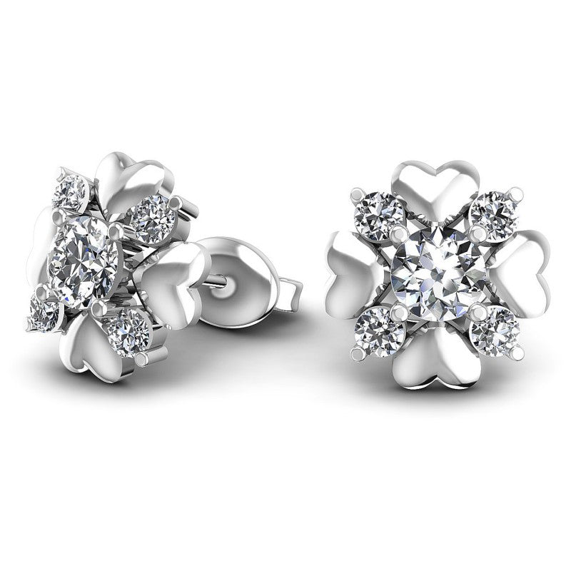 Round Diamonds 0.55CT Designer Studs Earring in 14KT Yellow Gold