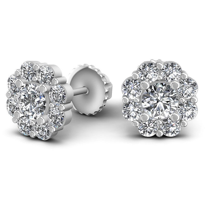 Round Diamonds 0.95CT Designer Studs Earring in 14KT Yellow Gold