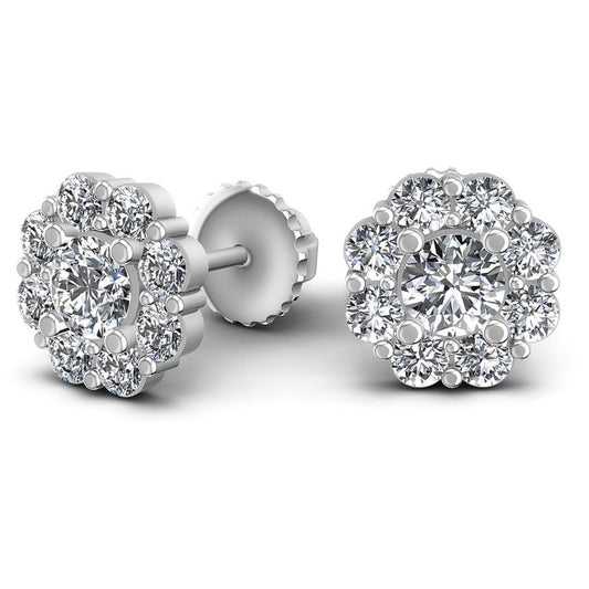 Round Diamonds 0.95CT Designer Studs Earring in 14KT Yellow Gold