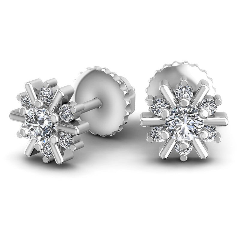 Round Diamonds 1.20CT Designer Studs Earring in 14KT Yellow Gold