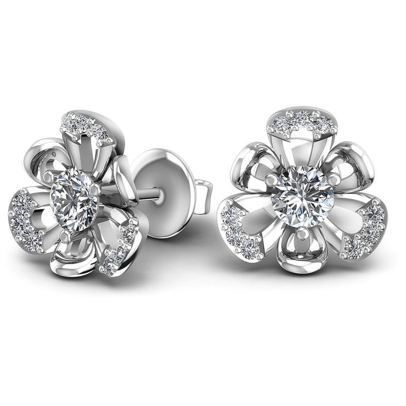 Round Diamonds 0.45CT Designer Studs Earring in 14KT Yellow Gold