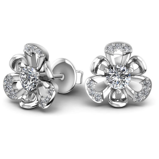 Round Diamonds 0.45CT Designer Studs Earring in 14KT Yellow Gold