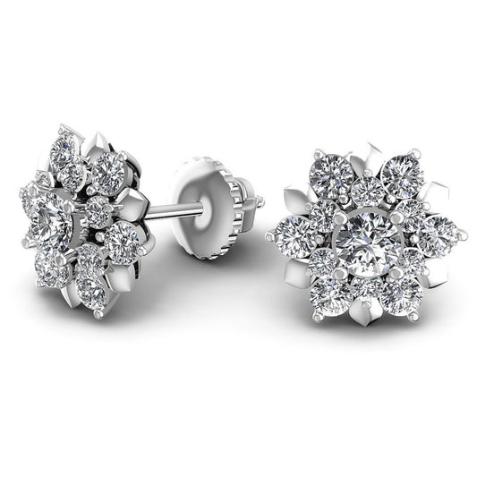 Round Diamonds 1.15CT Designer Studs Earring in 14KT Yellow Gold