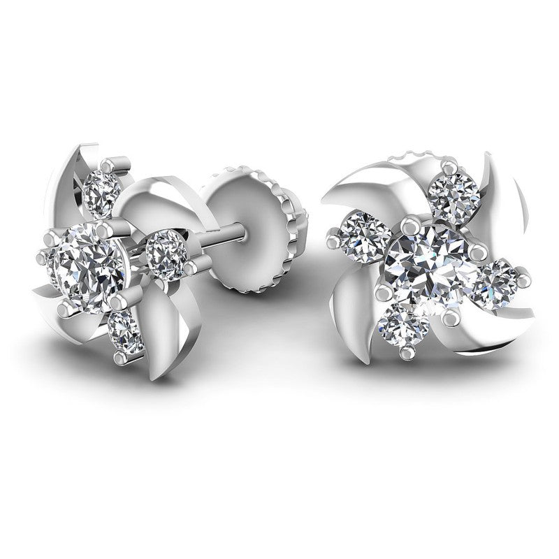Round Diamonds 0.65CT Designer Studs Earring in 14KT Yellow Gold