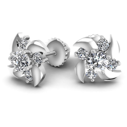 Round Diamonds 0.65CT Designer Studs Earring in 14KT Yellow Gold