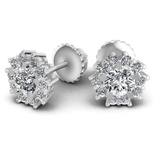 Round Diamonds 0.55CT Designer Studs Earring in 14KT Yellow Gold