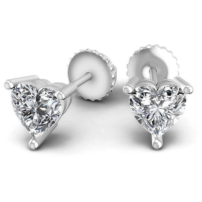 Heart Diamonds 1.00CT Stud Earrings in 14KT Yellow Gold
